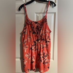 Torrid top, size 1 (14/16) coral/pink floral with ruffle